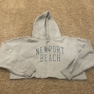 John Galt California Gray Newport Beach Cropped Hoodie - One Size
